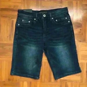 NWT free planet stretch mens dark blue shorts labeled 28